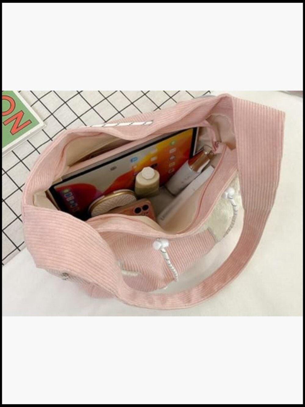 Corduroy Crossbody Bag Y2K Aesthetic Messenger Shoulder Hobo Tote Work College - Picture 5 of 6